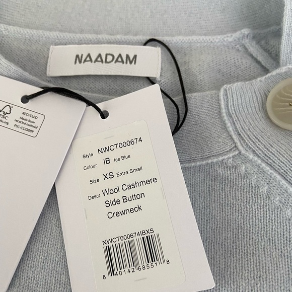 NWT NAADAM Wool Cashmere Sweater Side Button Crewneck Tunic size X-Small - Picture 6 of 8